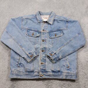 Wrangler Denim Jacket Mens Size Large Light Wash Trucker Vintage Worn